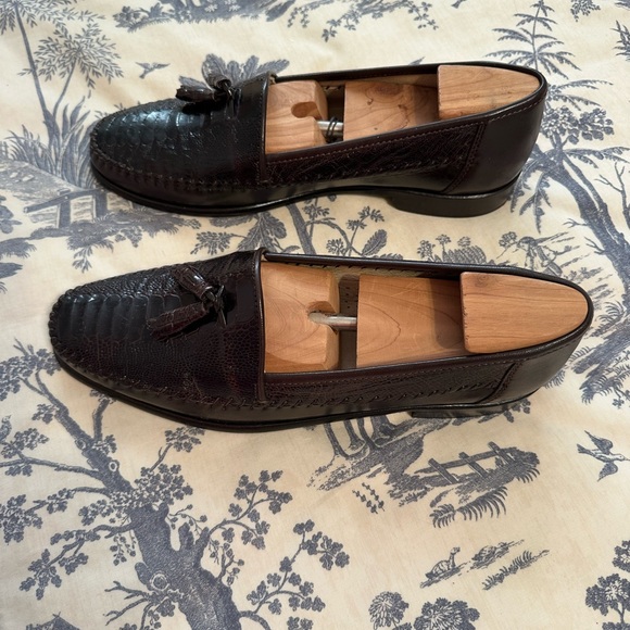 Belvedere Florence Mens Black Leather Tassel Loafers Italian‎ Dress Shoes 10.5 Vintage Belvedere Exotic Full Crocodile Black | Mercari main image 3